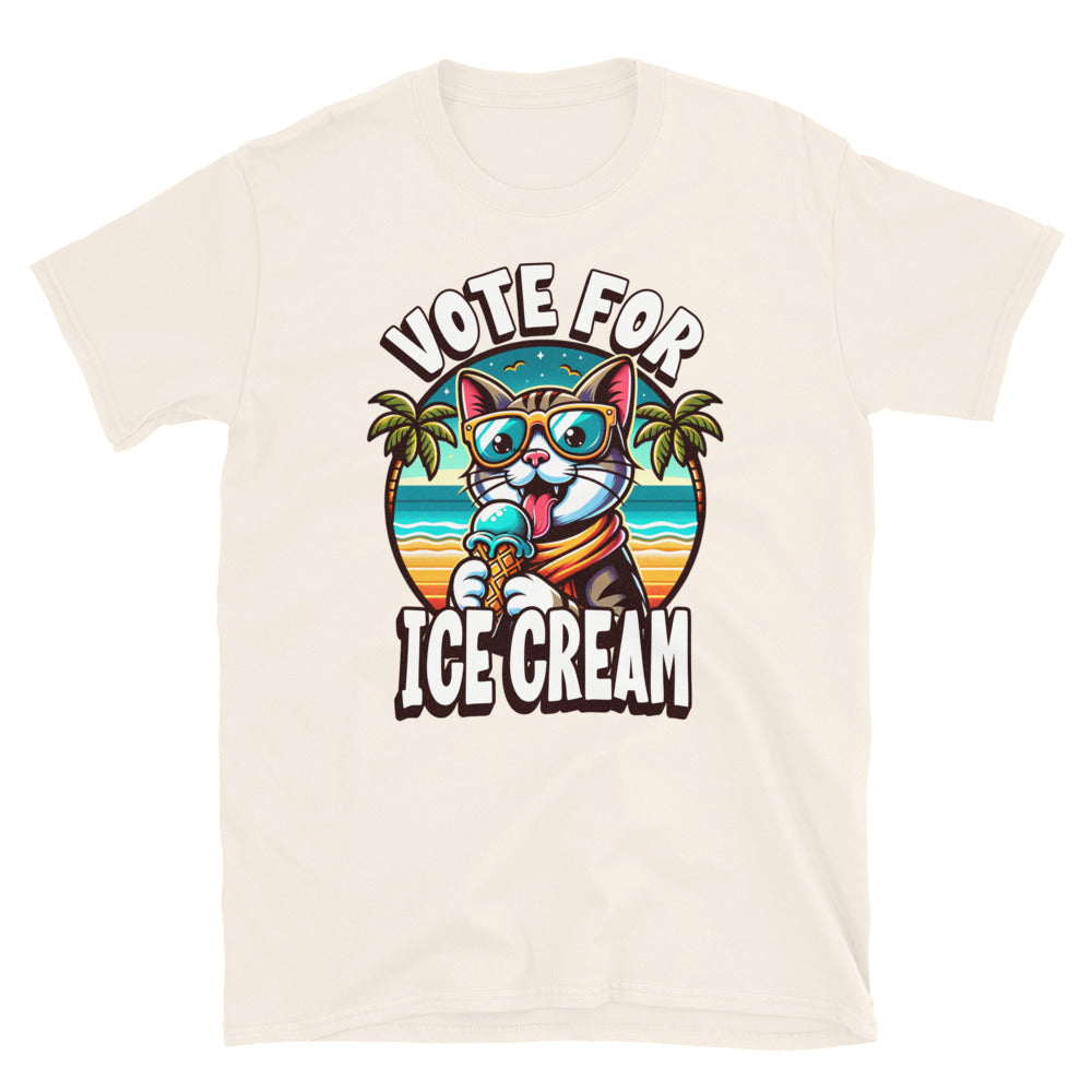 Vote For Ice Cream Cat TShirt - Natural Color - https://ascensionemporium.net